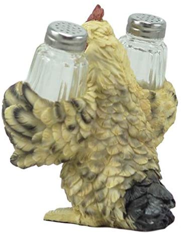 Ebros Country Farm Mother Hen Hugging Glass Salt Pepper Shakers Holder 6" Tall - Ebros Gift