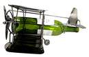 Ebros Single Piston Propeller Airplane Hand Made Metal Wine Bottle Holder 13"L