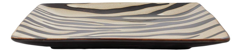 Ebros Zebra Horse Prints Large Square Dinner Plate Set of 2 10.75" Plates