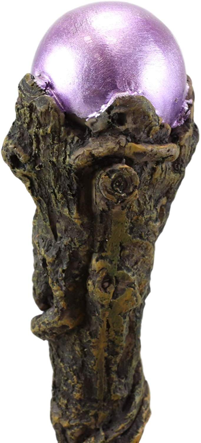 Ebros Merlin Greenman Cosplay Magic Wand with Purple Orb 14" Long Fantasy Decor
