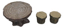 Enchanted Fairy Garden Miniature Tree Stump Table And 2 Stool Chairs Statues