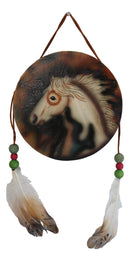 Indian Dreamcatcher Drum Shield With Tribal Medicine Horse Wall Decor Sculpture