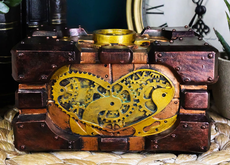 Ebros Steampunk Romantic Gearwork Heart Decorative Box Figurine 5.25"L