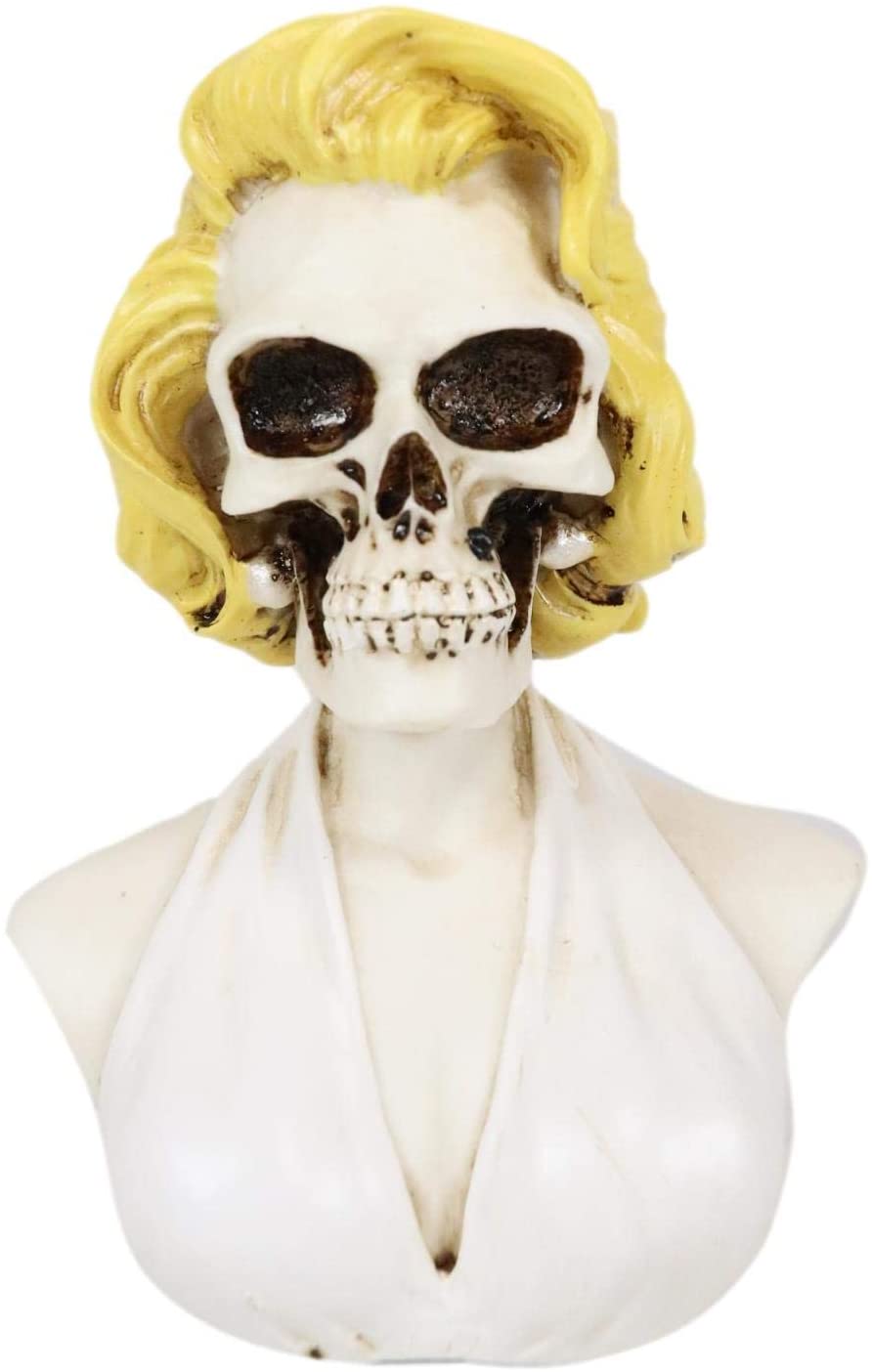 Ebros Day of The Dead Sugar Skull Blonde Marilyn In Iconic White Dress Figurine - Ebros Gift