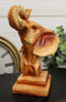 Small Safari Wildlife Elephant Bust With Trunk Up Faux Wood Carving Figurine