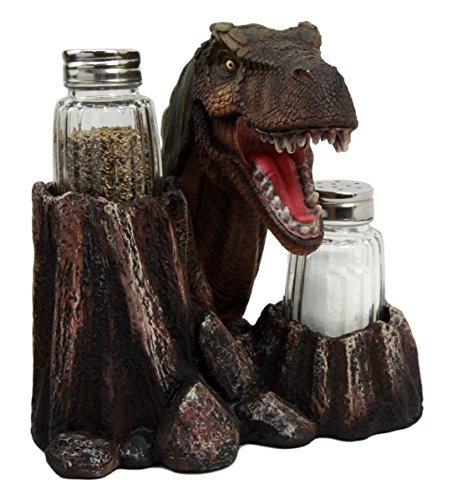 Ebros Prehistoric Dinosaur Tyrannosaurus Rex Head Salt Pepper Shakers Holder Figurine