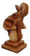 Small Safari Wildlife Elephant Bust With Trunk Up Faux Wood Carving Figurine