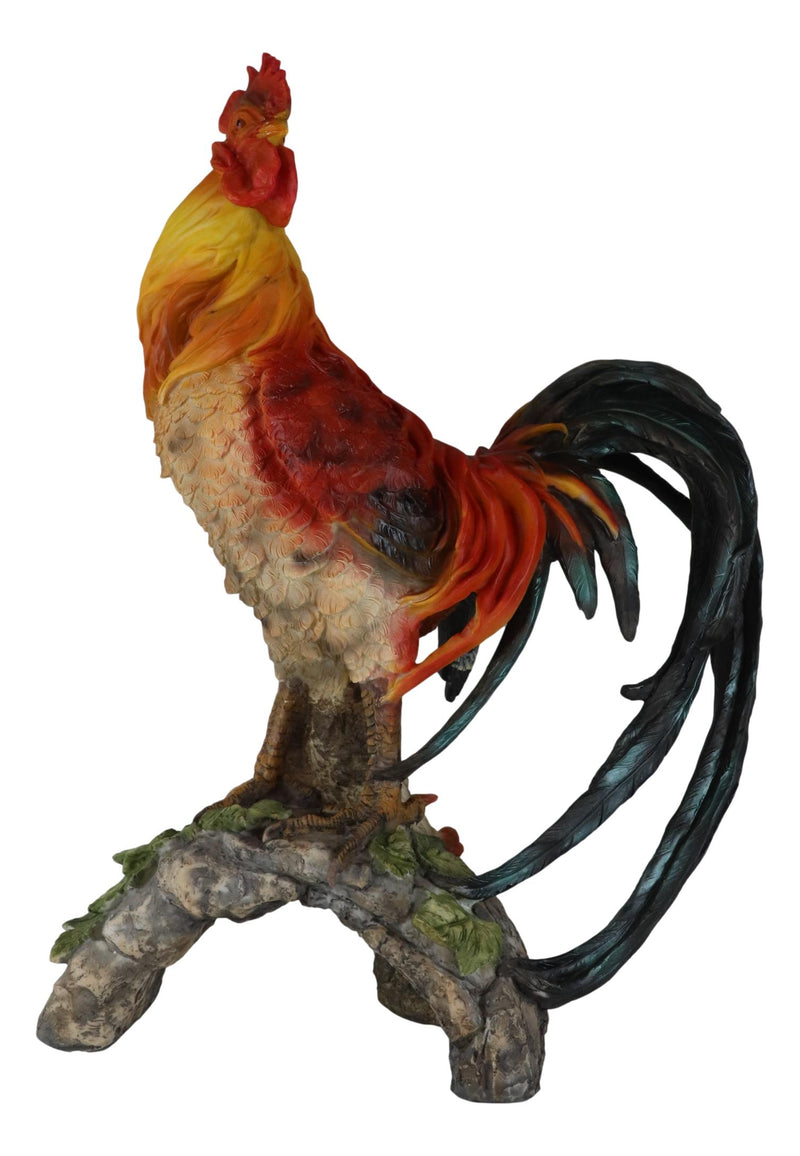 Large Realistic Rustic Western Country Chicken Morning Crow Rooster Statue