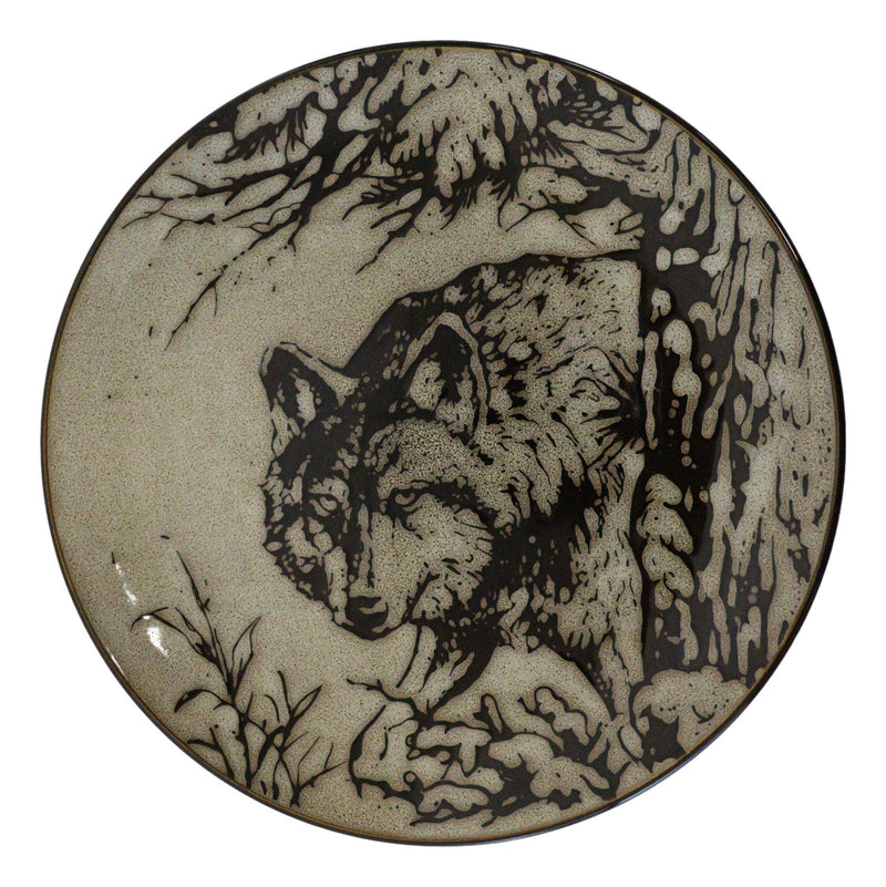Pack Of 2 Rustic Western Forest Spirit Gray Wolf Salad Appetizer Plates 8.75"D