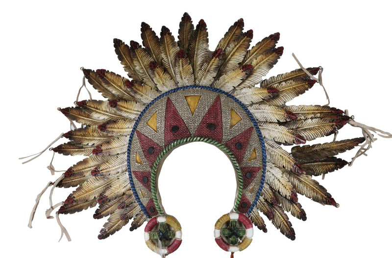Large Southwest Indian Tribal Chief Headdress War Bonnet W/ Feathers Wall Decor