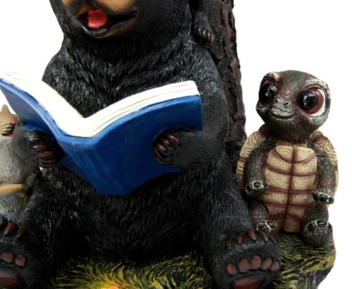 Ebros Gift Whimsical Forest Bedtime Story Mother Bear With Baby Cub Turtle And Squirrel Solar LED Light Lantern Welcome Sign Statue Fairy Tales Nursery Rhymes Guest Greeter Figurine Decor - Ebros Gift