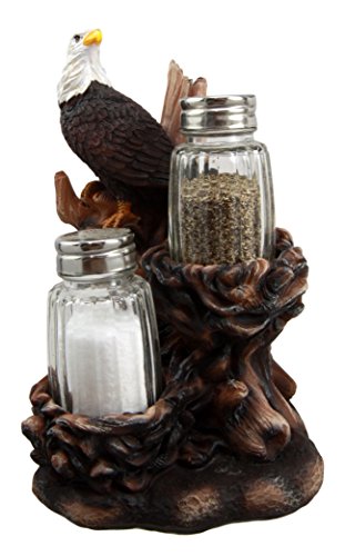 Ebros Bald Eagle Residing By Its Nests Salt and Pepper Shaker Set Holder 6.5"H