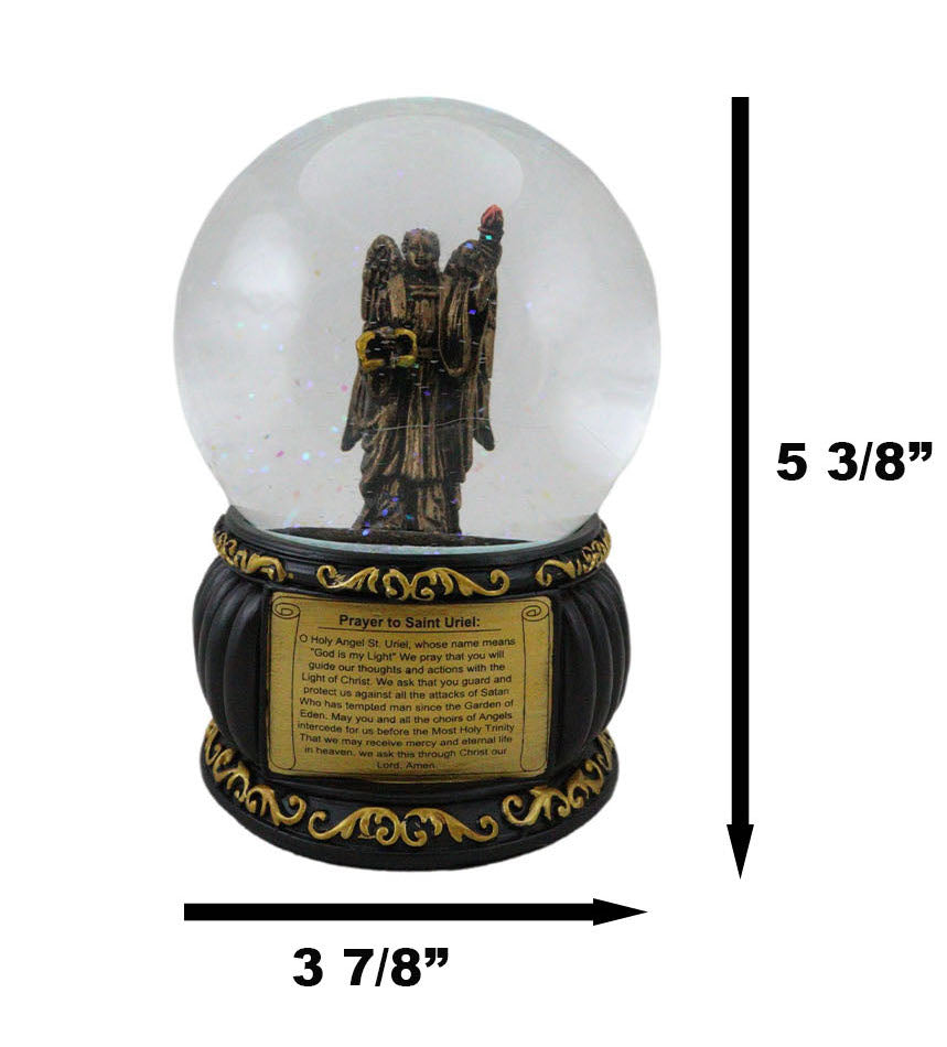 Christian Holy Archangel Saint Uriel Angel Of Light Glitter Water Globe Figurine