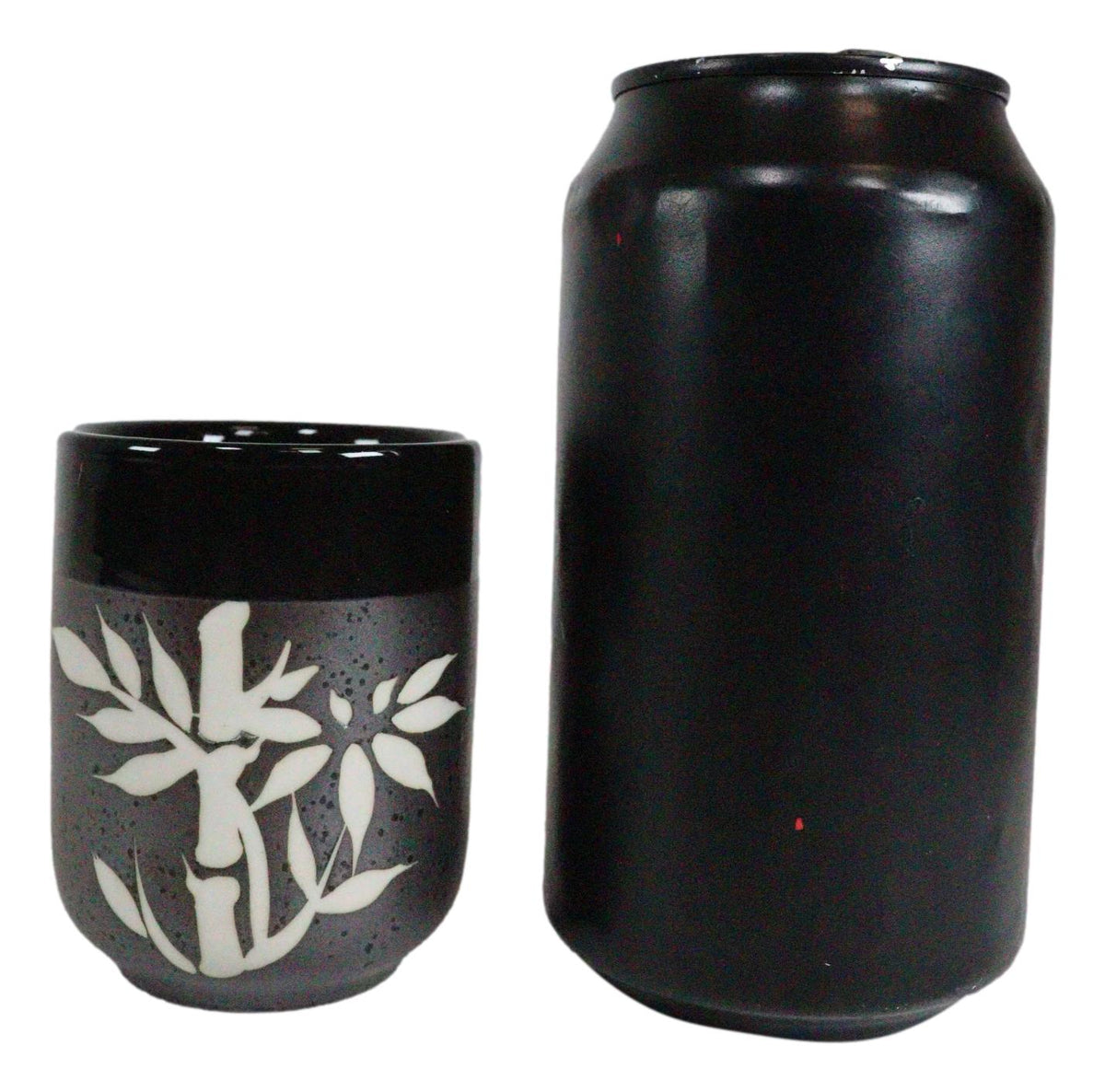 Charcoal Black Japanese Bamboo Grove Ceramic Tea Set Teapot And 4 Cups Drinkware - Ebros Gift