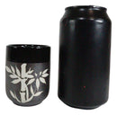 Charcoal Black Japanese Bamboo Grove Ceramic Tea Set Teapot And 4 Cups Drinkware