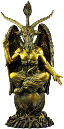 Large Gold Tone 3 Feet Oversized Sabbatic Goat Baphomet Statue