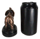 Small African Elephant Calf With Trunk Raised Bronzed Resin Figurine On Base