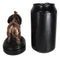 Small African Elephant Calf With Trunk Raised Bronzed Resin Figurine On Base