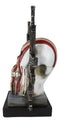 Military American Flag Star Spangled Banner Skull With 2 Gun Rifles Figurine