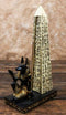 Egyptian Jackal Dog Deity Anubis Kneeling Hieroglyphic Obelisk Incense Burner