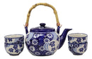 Ebros Chrysanthemum Autumn Colorful Large Floral Blooms 25oz Tea Pot With 4 Cups Set