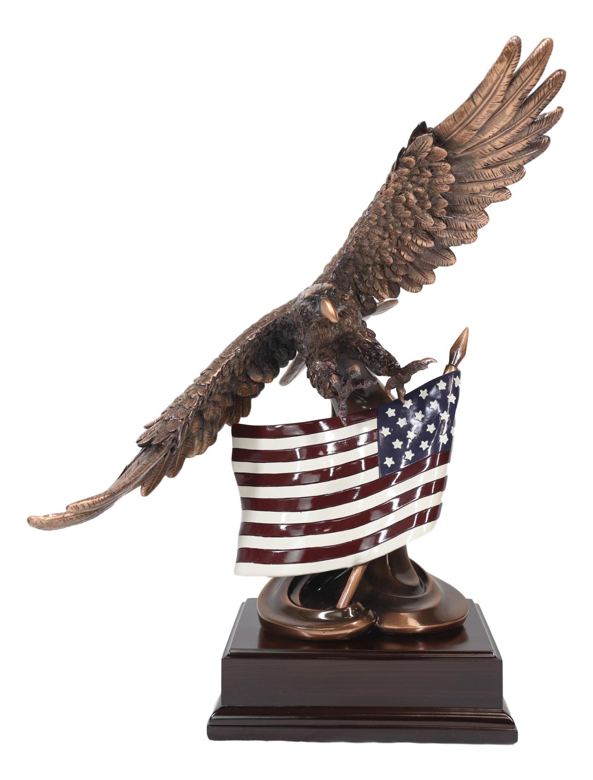 Ebros Bald Eagle Soaring Over The Star Spangled Banner American Flag Statue - Ebros Gift
