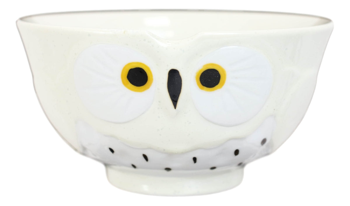 Pack Of 6 White Whimsical Big Eyed Owls Rice Soup Appetizer Sauce Bowls 14oz