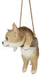 Deer Head Chihuahua Puppy Dog On Branch Swing Hanger Wall Decor Figurine