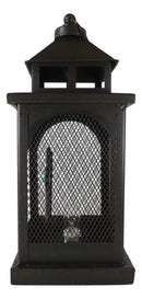 European Rustic Western Turquoise Scroll Cross Electric Metal Lantern Lamp