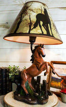 Ebros Rearing Wild Chestnut Horse Stallion Desktop Table Lamp With Shade Home Decor