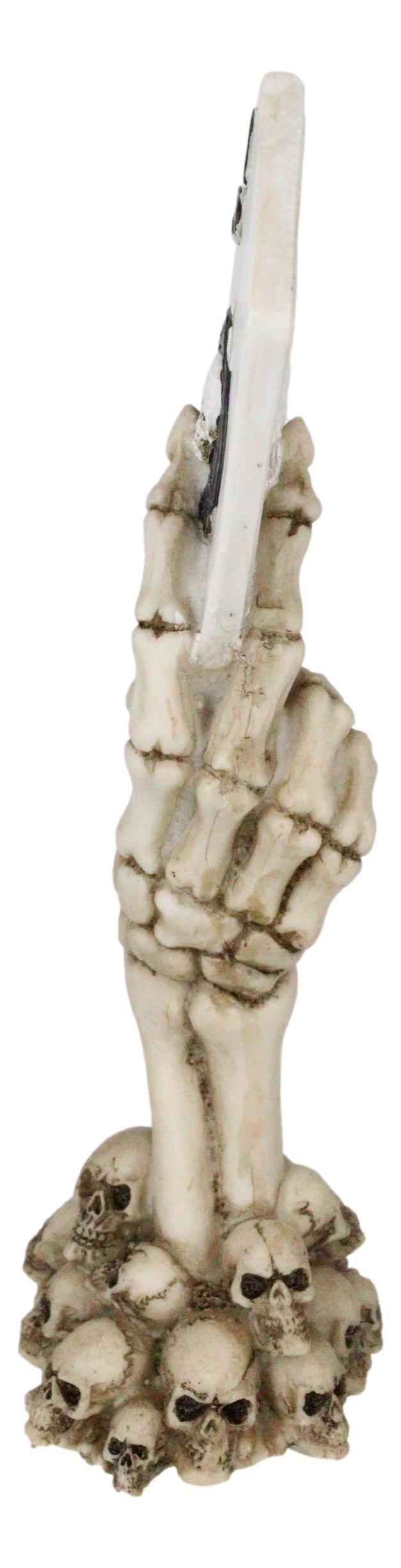 God of Gamblers Gothic Skeleton Skeletal Hand Holding Death Ace Card Figurine