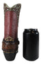 Rustic Western Red Brown Tooled Leather Scroll Lace Patterns Boot Floral Vase
