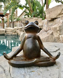 Ebros Rustic Yoga Frog Garden Statue Meditating Buddha Frog Sculpture 14"Long