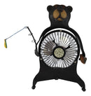 Western Rustic Wildlife Black Bear Fishing USB Portable Desk Fan Figurine
