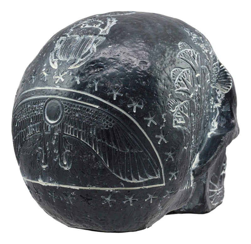 Ebros Black Egyptian Gods Paranormal Voodoo Scarab Beetle Skull Statue 8.5"L