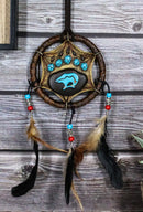 Turquoise Native Bear Paw Dreamcatcher Wall Hanging Decor 5"Diam Dream Catcher