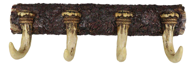 Vintage Western Rustic Stag Deer Crown Antlers 4-Pegs Wall Coat Keys Hooks Decor