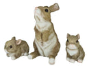 Set Of 3 Whimsical Mother Bunny Rabbit With 2 Babies Fairy Garden Figurines