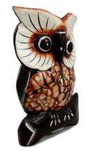 Balinese Wood Handicrafts Forest Owl Family Set of 3 Decorative Figurines 6"H