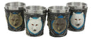 Mythical Fantasy Albino And Gray Wolf Shot Glasses 2-Ounce Set Of 4 Novelties