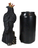 Macabre Gothic Royal Crowned Raven King Perching On Tree Stump Figurine 6.5"H