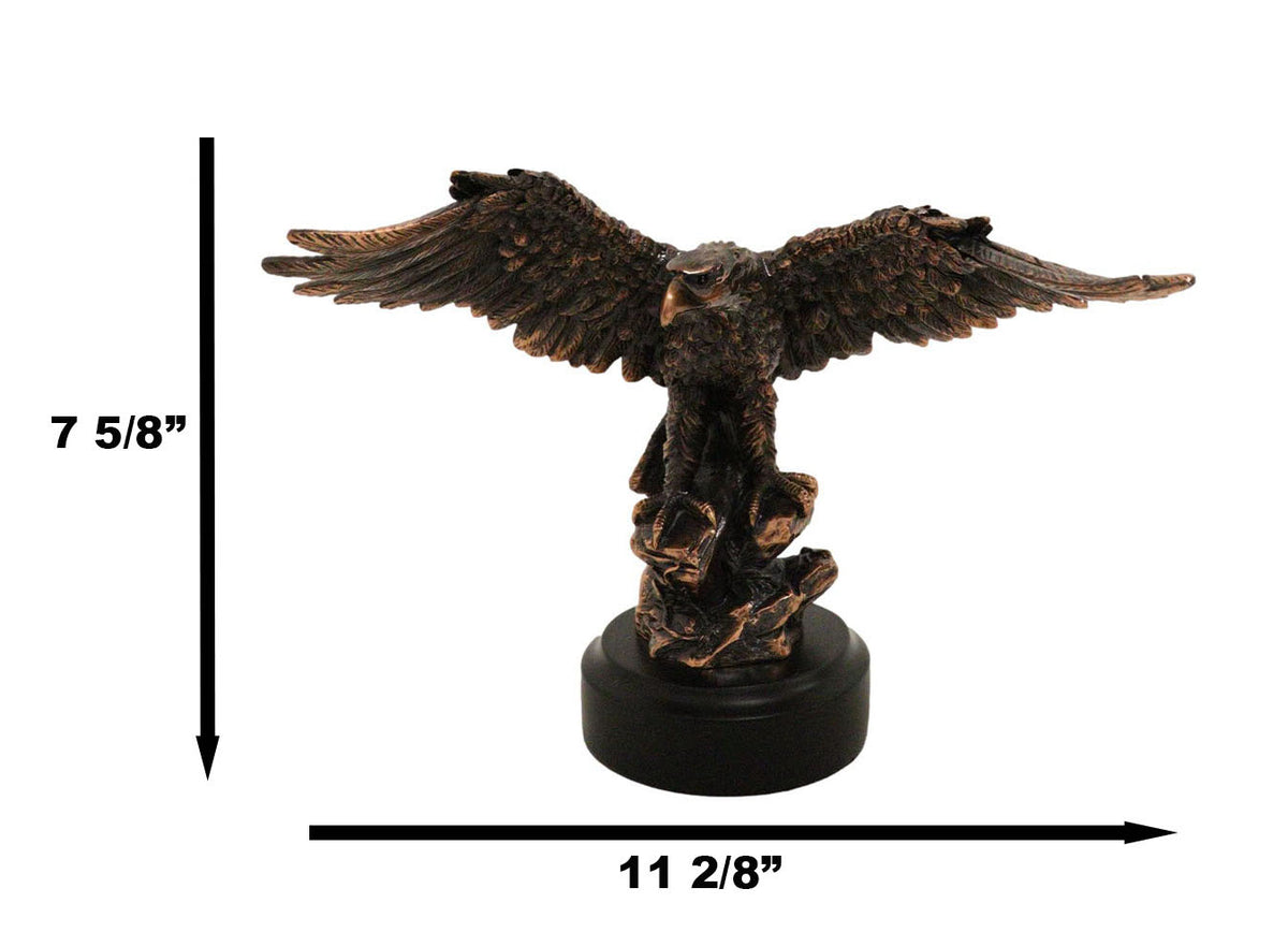 Patriotic American Bald Eagle Bronze Electroplated Resin Figurine With Base