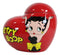 Vintage Red Heart Shaped Love Betty Boop Ceramic Cookie Jar Collectible Figurine