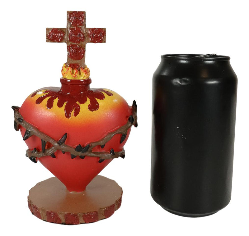Ebros Day Of The Dead Sacred Heart Of Jesus With Crown Of Thorns Roses & Cross Statue