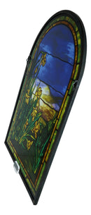 Louis Tiffany Daffodils Oyster Bay Stained Glass Art Panel Wall Or Desk Plaque