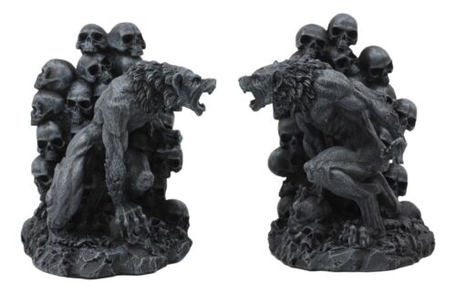 Gothic Notre Dame Dark Knights Growling Werewolves Bookends Figurine Set 6.25"H