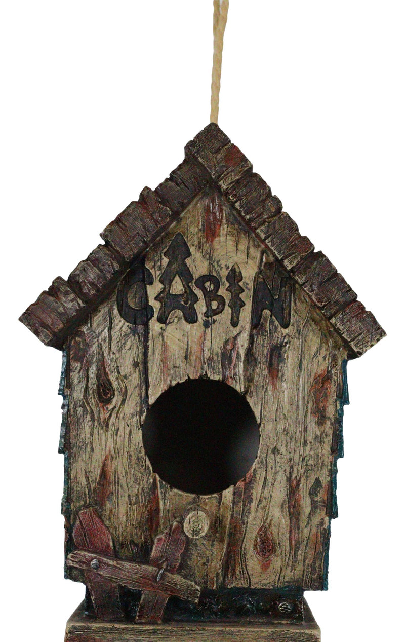 Rustic Western Cozy Faux Wooden Cabin Birdhouse Bird Feeder House Branch Hanger