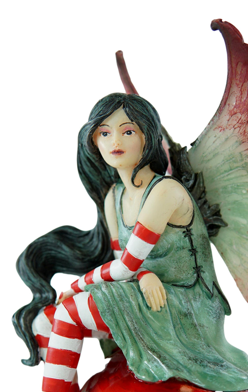 Ebros Amy Brown Santa Elf Fae Peppermint Candy Cane Christmas Tree Fairy Figurine