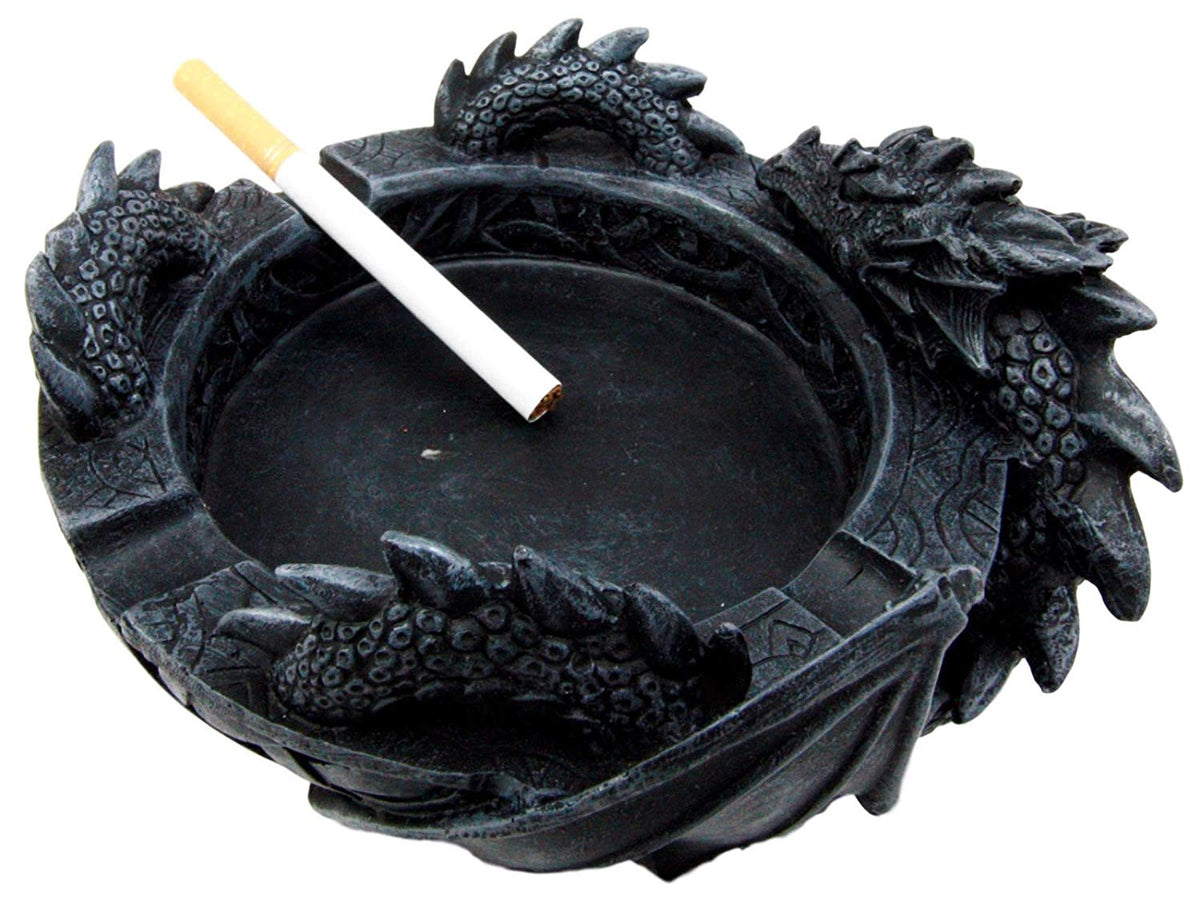Ebros Medieval Fantasy Celtic Gerwolf Sleeping Dragon Round Cigarette Ashtray 5.75" L - Ebros Gift