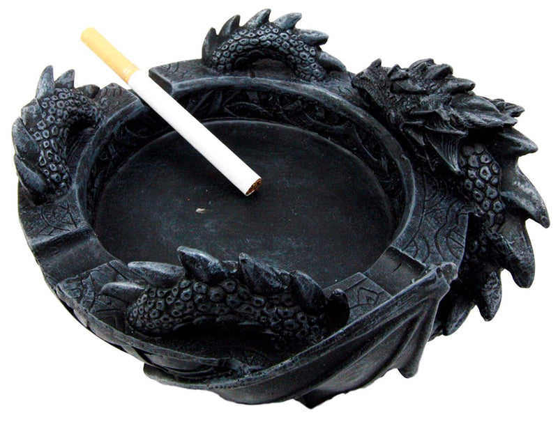 Ebros Medieval Fantasy Celtic Gerwolf Sleeping Dragon Round Cigarette Ashtray 5.75" L